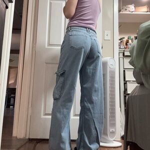 Wide leg straight jeans